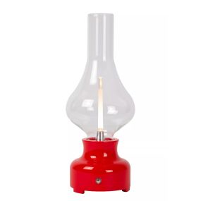 Lucide Jason - Lampe de table rechargeable - Ø 12 x 30 cm - 2W dimmable LED incl - 3 steps dim - rouge