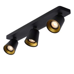 Lucide Turnon - plafonnier - 9 x 53 x 12,3 cm - 3 x 5W LED incl. - dim to warm - noir