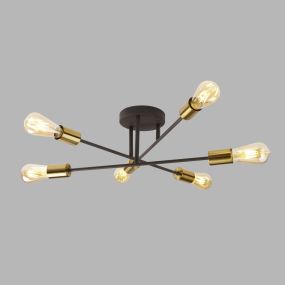 Searchlight Armstrong - plafonnier - Ø 64 x 20 cm - laiton satiné et noir mat