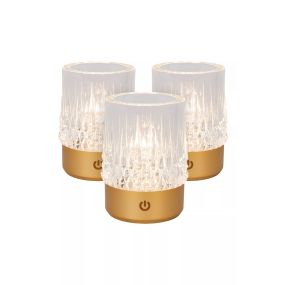 Lucide Lili - set de 3 lampes de table rechargeables - Ø 8 x 10,3 cm - 3W dimmable LED incl - gold