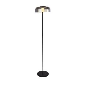 Searchlight Frisbee - lampadaire - 147 cm - 15W LED dimmable incl - noir mat et verre fumé