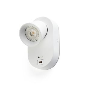 Faro Corb - applique murale avec interrupteur et chargeur USB - 10 x 11,5 x 17 cm - blanc mat