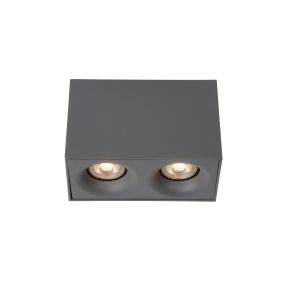 Lucide Bentoo 2 - spot en saillie - 16,5 x 8,3 x 11 cm - 2 x 4,5W LED dimmable incl - gris