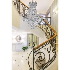 Searchlight Versailles - lustre - Ø 55 x 132 cm - chrome et transparent
