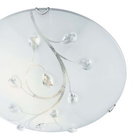 Searchlight Flush - plafonnier - Ø 40 x 12 cm - blanc et chrome