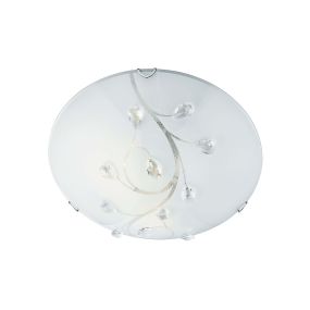 Searchlight Flush - plafonnier - Ø 30 x 9 cm - blanc et chrome
