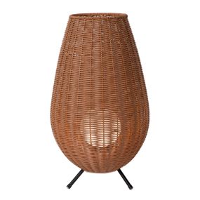 Lucide Colin - lampe de table rechargeable pour extérieur - Ø 30 x 50 cm - 3 step dimmer - 3W dimmable LED incl - IP44 - bois clair