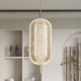 Searchlight Capsule - lampe suspendue - Ø 15 x 150 cm - 20W LED dimmable incl - laiton satiné