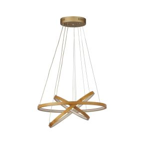 Searchlight Eternity - lampe suspendue - Ø 50 x 125 cm - 35W LED incl - or et brun clair