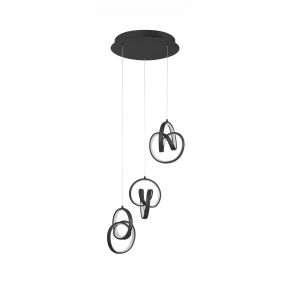 Nova Luce Rings - lampe suspendue - Ø 34 x 120 cm - 43W LED dimmable inclus - noir sable