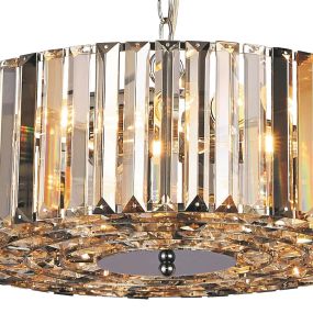 Searchlight Iris - plafonnier suspendu - Ø 50 x 132 cm - chrome et ambre