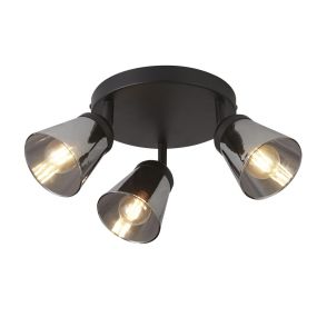 Searchlight Mega - spot apparent 3L - Ø 42 x 11 cm - noir et verre fumé