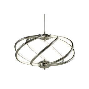Searchlight Bardot - lampe suspendue - Ø 51 x 150 cm - 42W LED dimmable incl - chrome et blanc