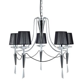 Searchlight Duchess - lustre - Ø 53 x 100 cm - noir et chrome