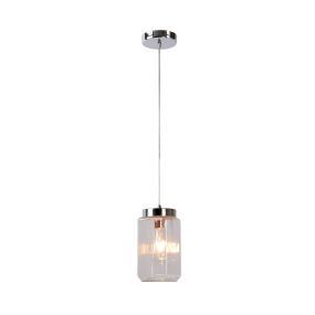 Lucide Epice II - lampe suspendue - Ø 11 x 140 cm - chrome, transparent