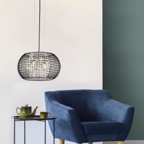Searchlight Cage - lampe suspendue - Ø 35 x 150 cm - noir mat