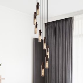 Searchlight Sweden II - lampe suspendue - Ø 42 x 300 cm - moka et ambre