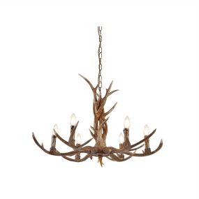 Searchlight Stag - lustre - Ø 80 x 112 cm - brun