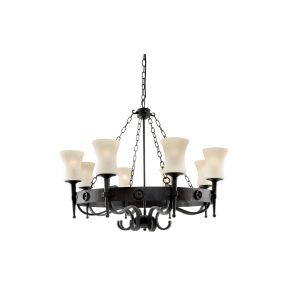 Searchlight Cartwheel - lustre - Ø 88 x 135 cm - noir et blanc mat