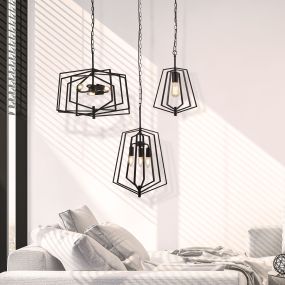 Searchlight Slinky - lampe suspendue - 35 x 35 x 110 cm - noir mat