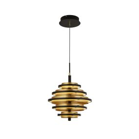 Searchlight Hive - lampe suspendue - Ø 40 x 140 cm - 35W LED dimmable inclus - noir et or