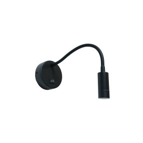 Artdelight Flexi-C - applique murale avec interrupteur - Ø 10 x 34 cm - 3W LED incl. - noir