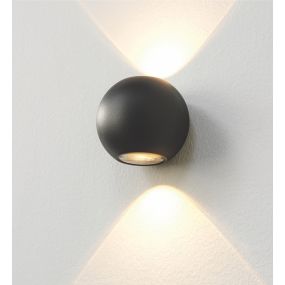 Artdelight Denver - applique murale extérieure - Ø 10 cm - 2 x 4W LED dimmable incl. - IP54 - noir