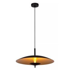 Lucide Vulcan - lampe suspendue - Ø 47 x 143,4 cm - 9W dimmable LED incl - noir et laiton