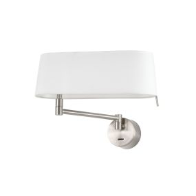 Faro - applique murale avec interrupteur - 31,5 x 11 x 23 cm - 11W LED incl. - nickel satiné