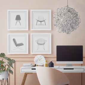 Searchlight Scribble - lampe suspendue - Ø 41 x 138 cm - 6 x 14W halogène incl - silver