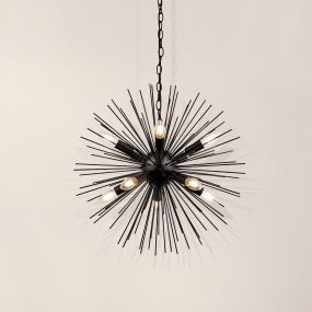 Searchlight Sputnik - lampe suspendue - Ø 56 x 120 cm - noir mat
