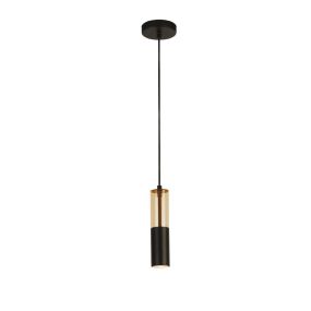 Searchlight Merrygold - lampe suspendue - Ø 10 x 120 cm - noir et ambre