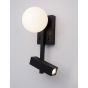 Nova Luce Joline - applique murale avec interrupteur - 14 x 10 x 26 cm - 5W + 3W LED incl. - noir sable et blanc opale