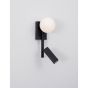 Nova Luce Joline - applique murale avec interrupteur - 14 x 10 x 26 cm - 5W + 3W LED incl. - noir sable et blanc opale