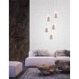 Nova Luce Hugo - lampe suspendue - Ø 30 x 120 cm - or rose et chrome