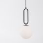 Nova Luce Grus - lampe suspendue - Ø 25 x 120 cm - noir mat et opale