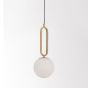 Nova Luce Grus - lampe suspendue - Ø 20 x 120 cm - laiton et opale