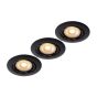 Lucide Focus - set de 3 spots à encastrer - Ø 81 mm, Ø 73 mm encastré - 3 x 5W LED dimmable incl. - noir