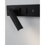 Nova Luce Vida - applique murale avec interrupteur et chargeur USB - 35 x 10 x 8 cm - 5W + 3W LED incl. - noir sable