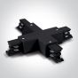 ONE Light Square Track Accessories - Connecteur X - Système de rail triphasé - 16A - noir